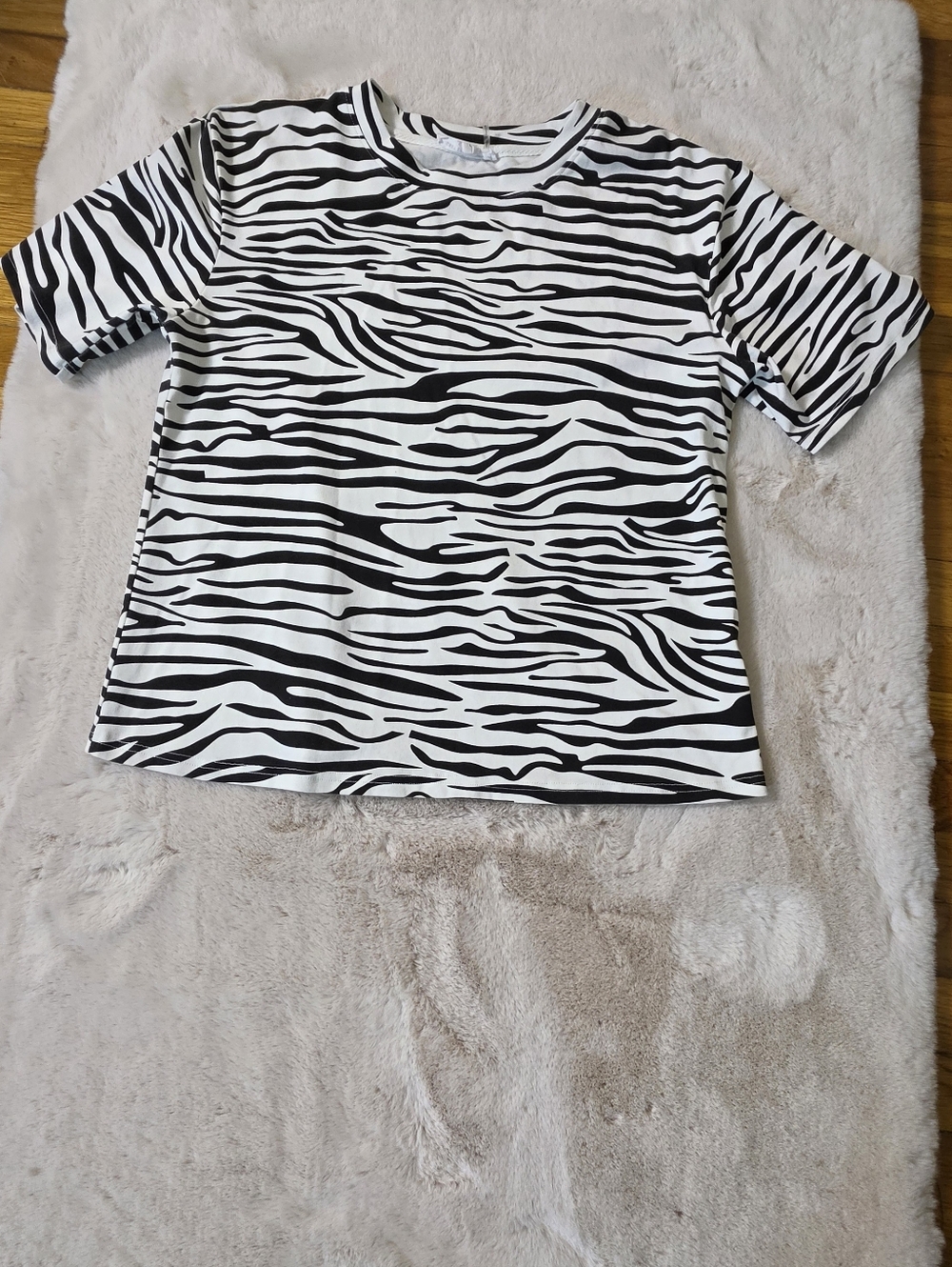 Express Black and White Zebra Print Short Sleeve Tee